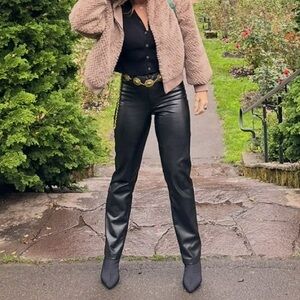 Black Faux Leather Women Pants